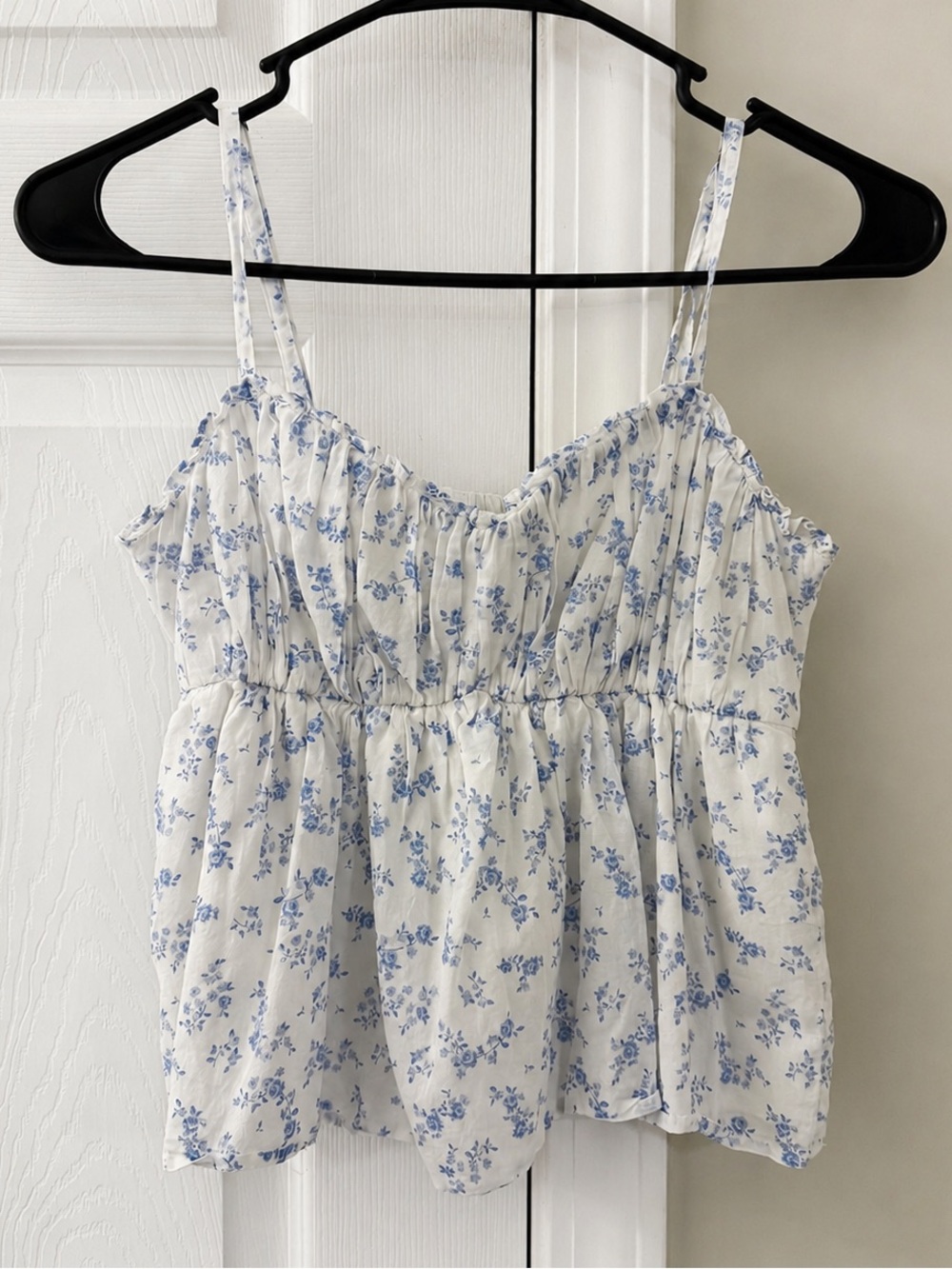 Hollister Blue Floral Babydoll Tank Top